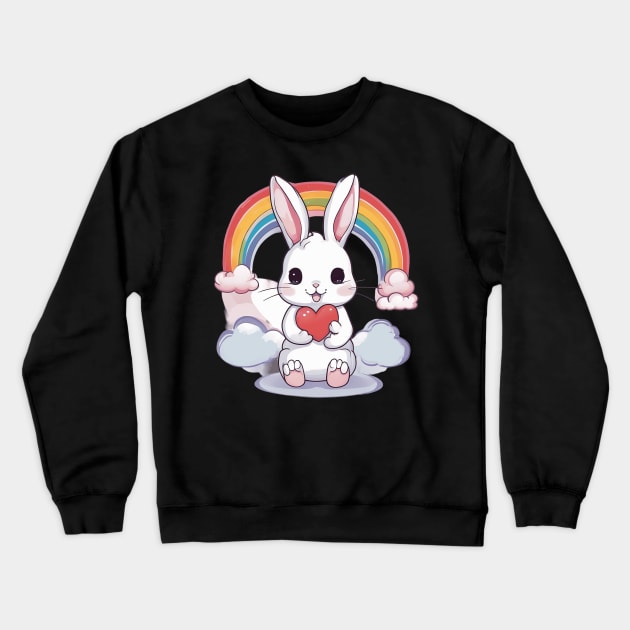 Rainbow Baby Rabbit Crewneck Sweatshirt by animegirlnft
